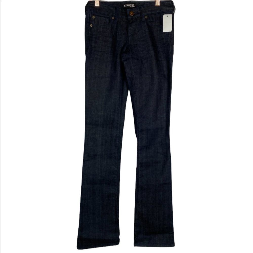 Express Dark Blue / Black Wash  Flare Leg Jeans NWT Sz 29